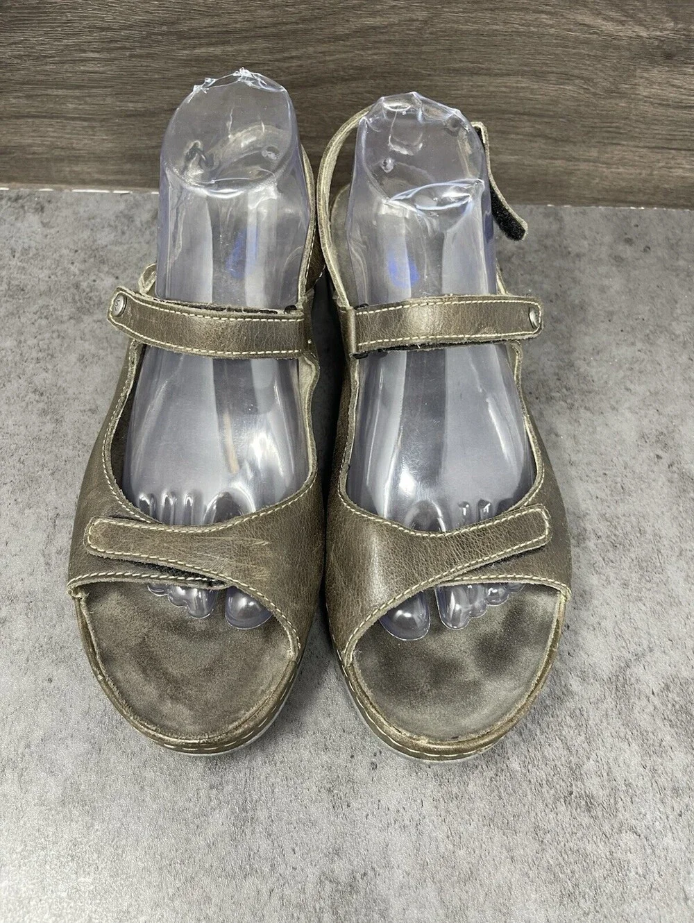 Wolky Tsunami Wedge Sandals Womens Size 12 (43) Inox Leather Strap